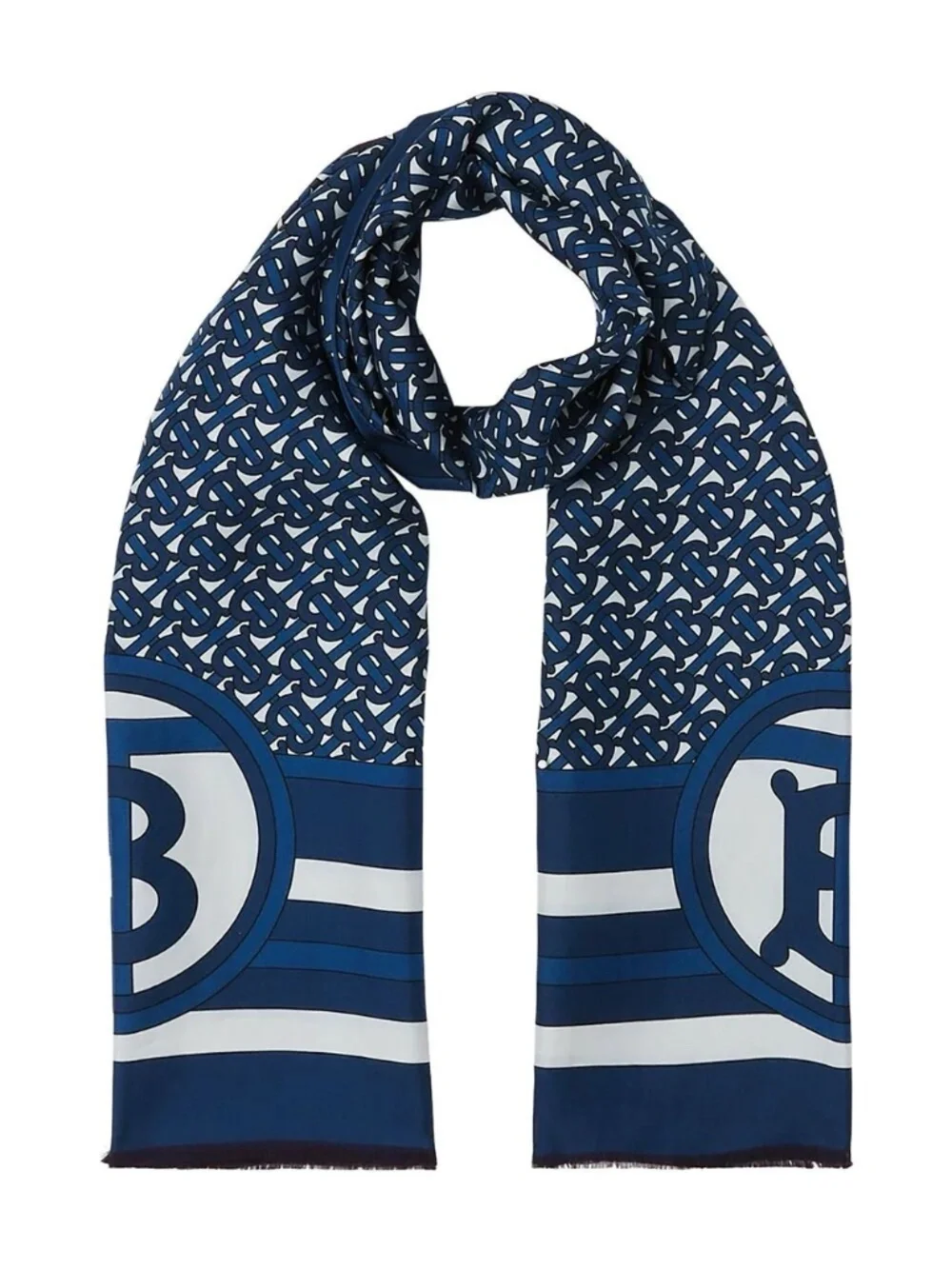 Burberry Scarf Double Printed Reversible 100% Silk New